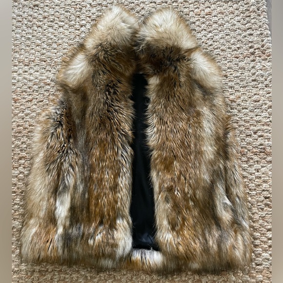 Safari by Imposters Brown Faux Fur Leopard Print Oversized Vest sz Small - Picture 3 of 10